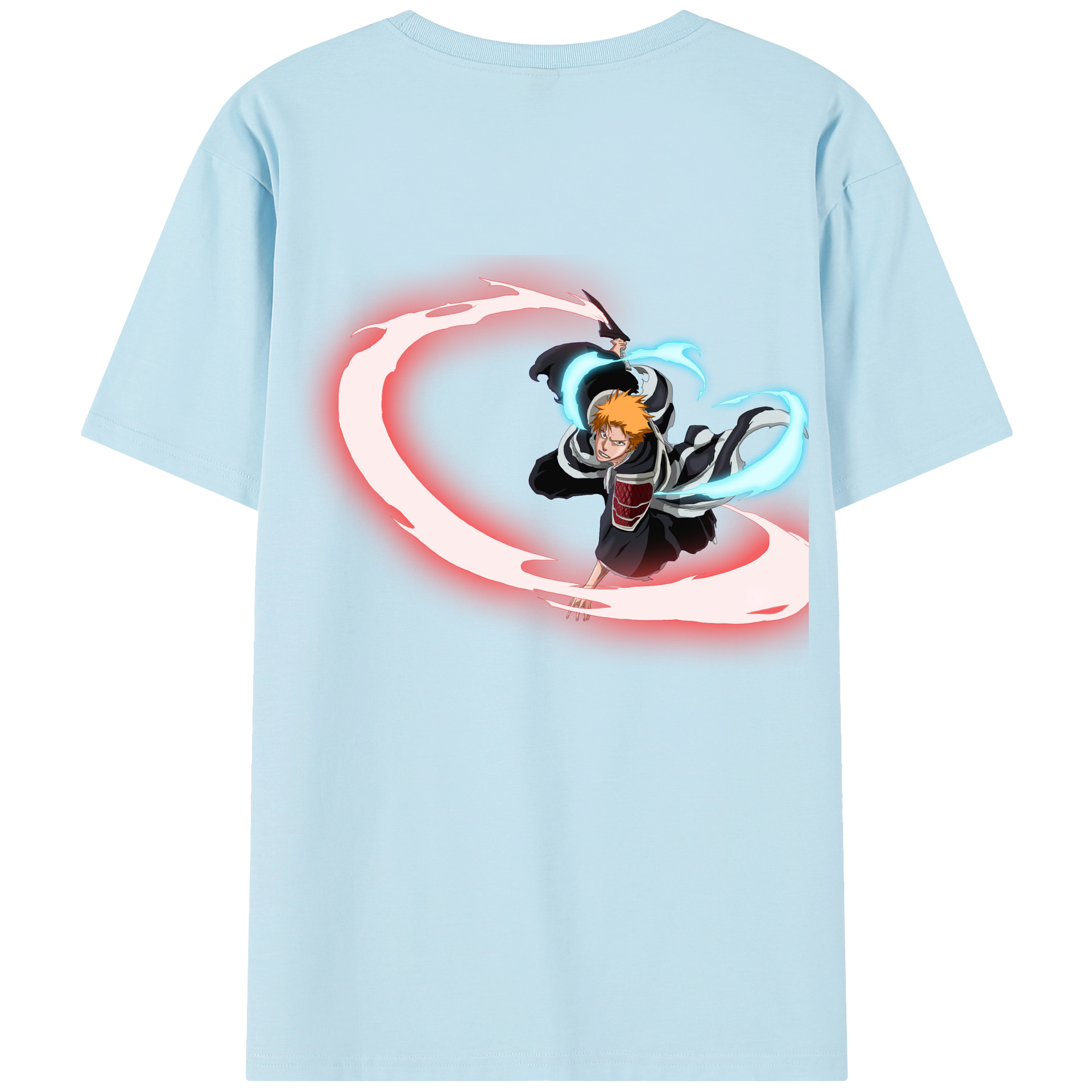 （画像用） ブリーチ 黒崎一護（くろさき いちご）BLEACH Kurosaki Ichigo 綿100％半袖Tシャツ（背面プリント）